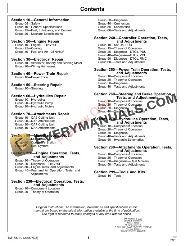 John Deere 6080A 6500A 6700A PrecisionCut 020001 Technical Manual TM158719 20JUN23 3