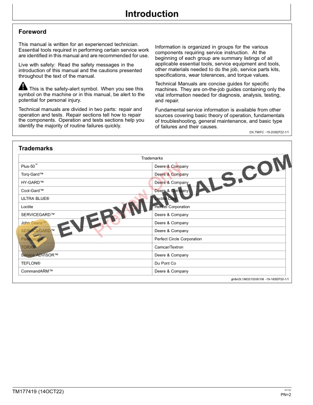 John Deere 6080A 6500A 6700A PrecisionCut 020001 Technical Manual TM177419 14OCT22 2