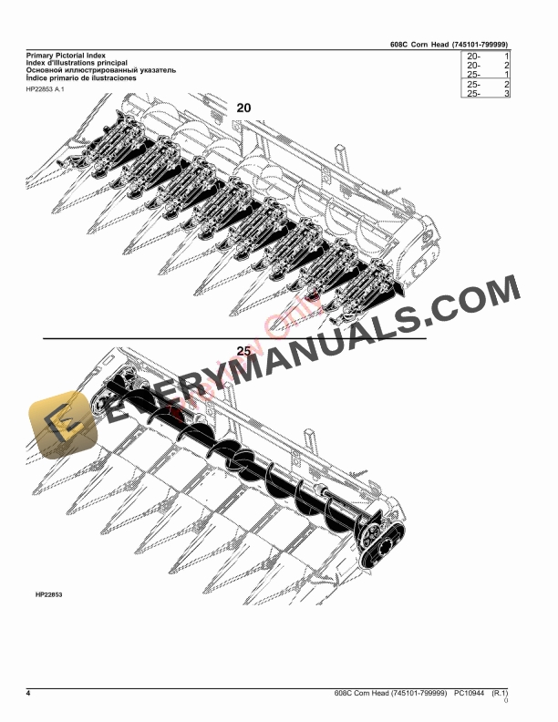 John Deere 608C Corn Head 745101 799999 Parts Catalog PC10944 23NOV23 4