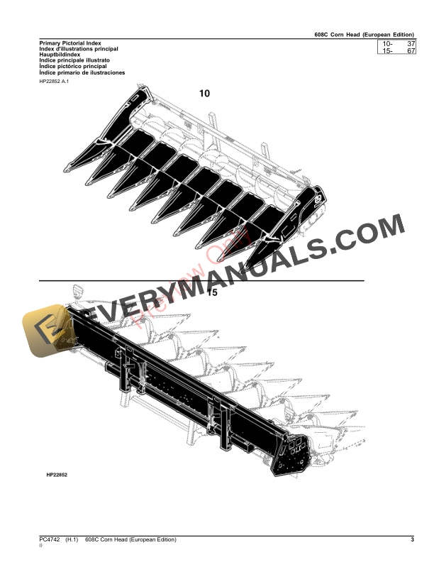 John Deere 608C Corn Head Parts Catalog PC4742 09NOV23 4 John Deere 608C Corn Head Parts Catalog PC4742 09NOV23-3