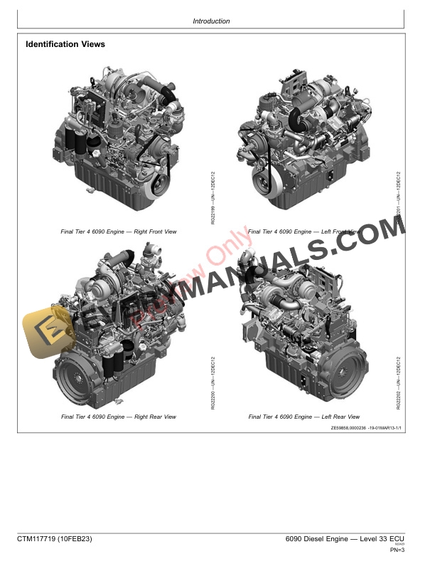 John Deere 6090 Diesel Engine — Level 33 ECU Component Technical Manual CTM117719 10FEB23 3