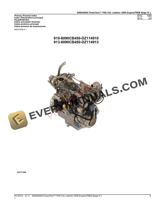 John Deere 6090CB450 PowerTech PSS 9.0L Liebherr OEM Engine(TREM Stage IV ) Parts Catalog PC16314 17SEP23-3
