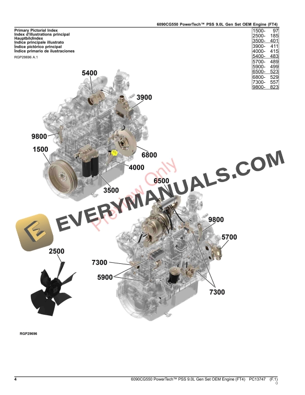 John Deere 6090CG550 PowerTech PSS 9.0L Gen Set OEM Engine (FT4) Parts Catalog PC13747 24AUG23-4