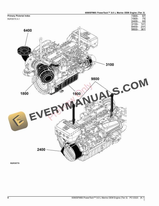 John Deere 6090SFM85 PowerTech 9.0 L Marine OEM Engine (Tier 3) Parts Catalog PC12323 08SEP23-4