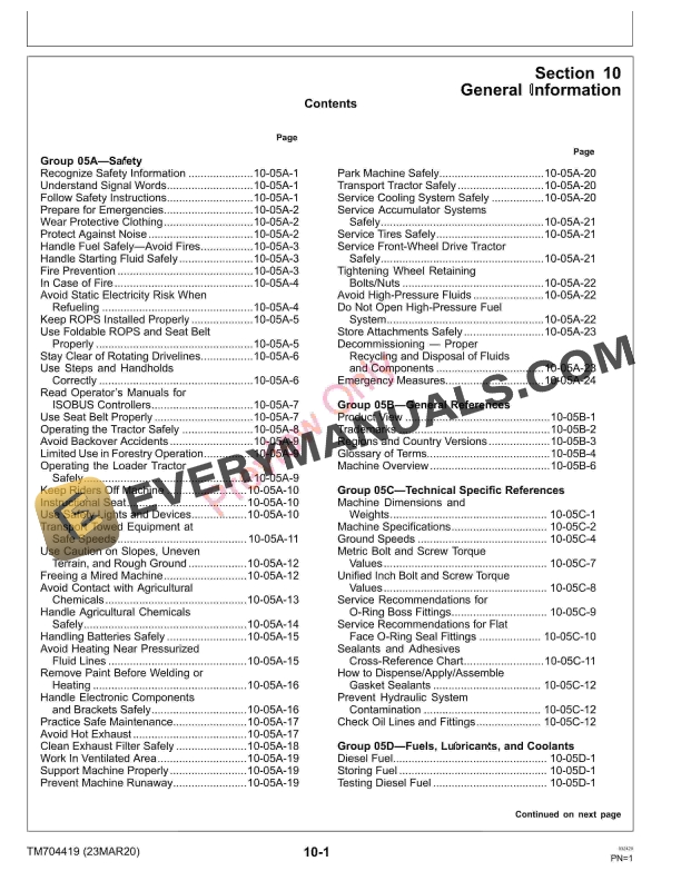 John Deere 6095B 6110B 6120B and 6135B OOS Tractors Repair Technical Manual TM704419 23MAR20 5