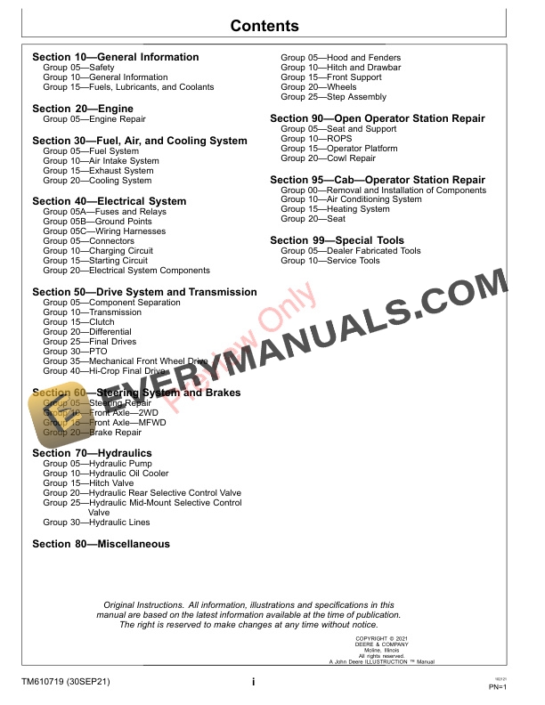 John Deere 6100E 6110E 6115E 6125E 6130E 6105EH and 6120EHTier 0—Tier 3Stage IIIATractors Technical Manual TM610719 30SEP21 3
