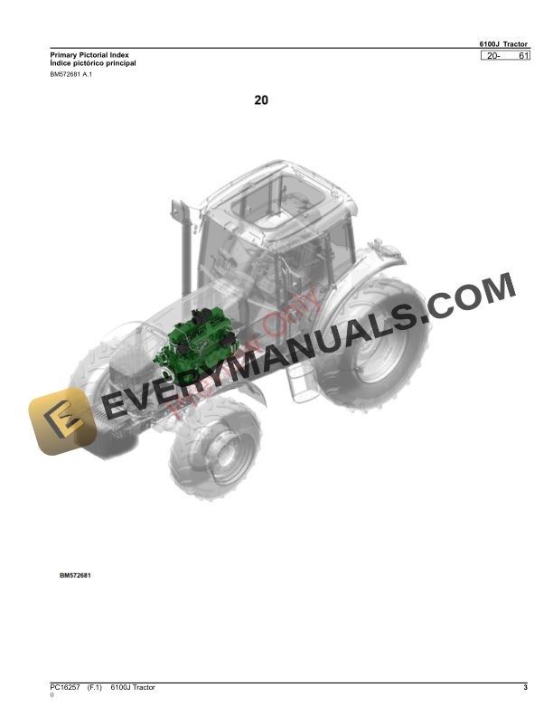 John Deere 6100J Tractor Parts Catalog PC16257 20JUL23-3