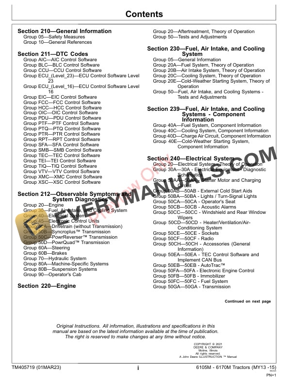John Deere 6105M 6115M 6125M 6130M 6140M 6150M 6170M MY2013 Diagnostic Technical Manual TM405719 01MAR23 3