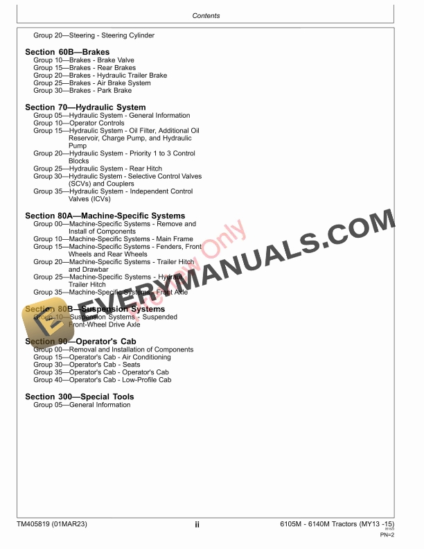 John Deere 6105M 6115M 6125M 6130M and 6140M Tractors Repair Technical Manual TM405819 01MAR23 4