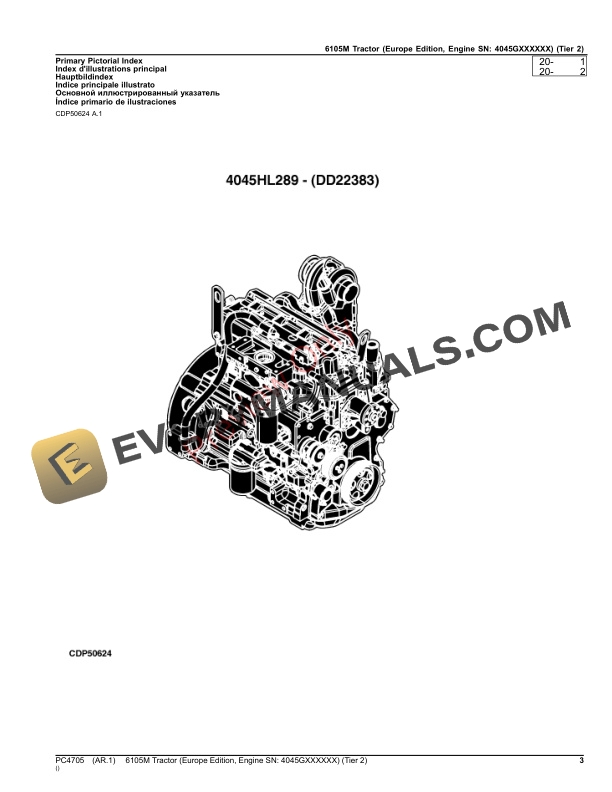 John Deere 6105M Tractor (Tier 2) Parts Catalog PC4705 28OCT23-3