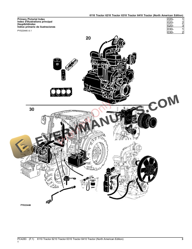 John Deere 6110, 6210, 6310, 6410 Tractors Parts Catalog PC4283 17AUG23 4 John Deere 6110, 6210, 6310, 6410 Tractors Parts Catalog PC4283 17AUG23-3