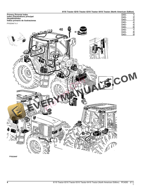 John Deere 6110, 6210, 6310, 6410 Tractors Parts Catalog PC4283 17AUG23 5 John Deere 6110, 6210, 6310, 6410 Tractors Parts Catalog PC4283 17AUG23-4