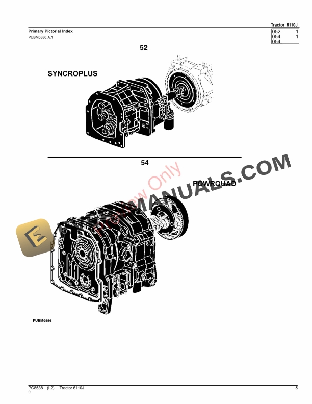 John Deere 6110J Tractor Parts Catalog PC8538 24AUG23-5
