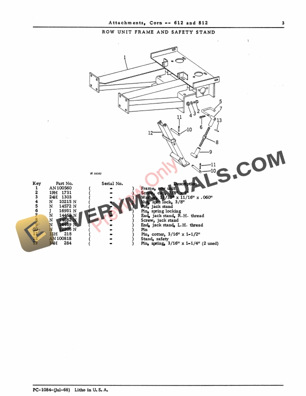 John Deere 612 812 Corn Attachments Parts Catalog PC1084 01JUL68 5