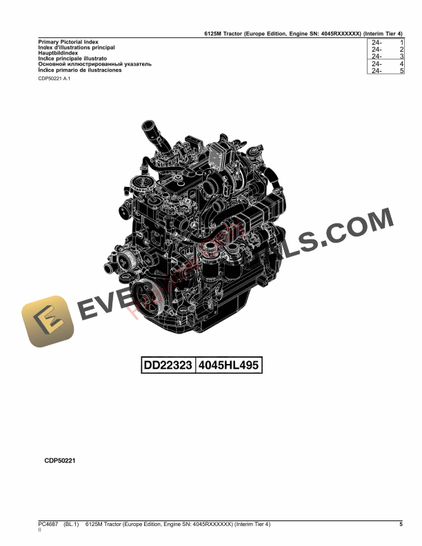 John Deere 6125M Tractor (Interim Tier 4) Parts Catalog PC4687 22AUG23-5