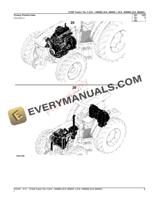 John Deere 6130D Tractor Tier 3&nbsp;(S.N. – 059999) (S.N. 060000 Parts Catalog PC6151 17SEP23-3