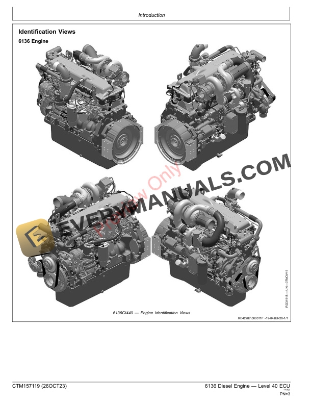 John Deere 6136 Diesel Engine Level 40 ECU Component Technical Manual CTM157119 26OCT23 3