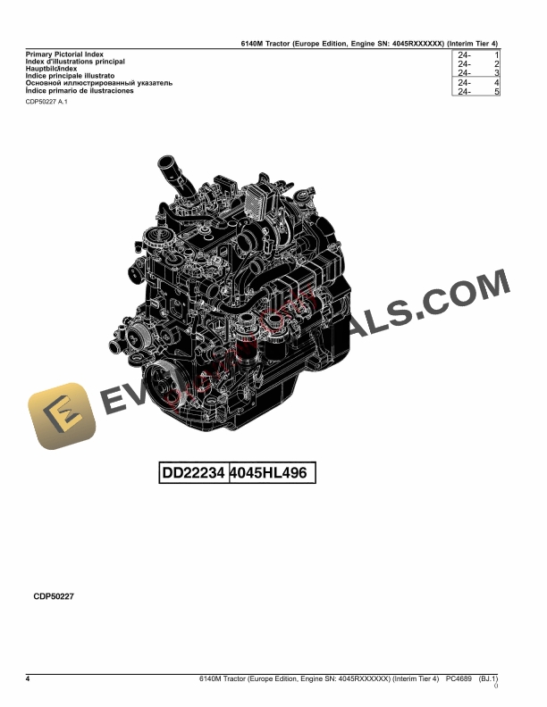 John Deere 6140M Tractor (Interim Tier 4) Parts Catalog PC4689 28OCT23-4