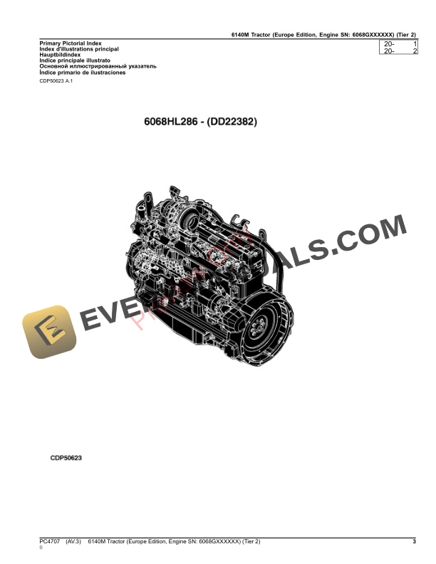John Deere 6140M Tractor (Tier 2) Parts Catalog PC4707 26OCT23-3