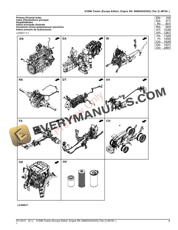 John Deere 6155M Tractor (Tier 2) (MY20- ) Parts Catalog PC14313 28OCT23-3