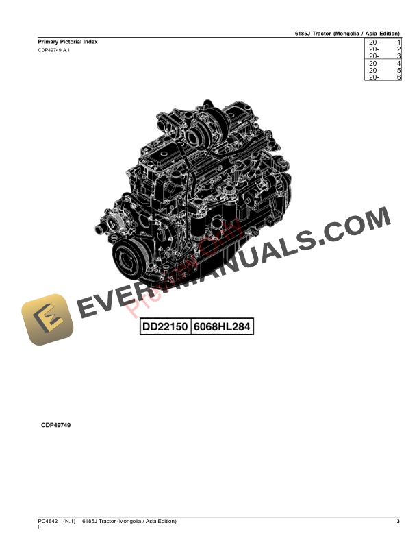 John Deere 6185J Tractor Parts Catalog PC4842 10SEP23-3