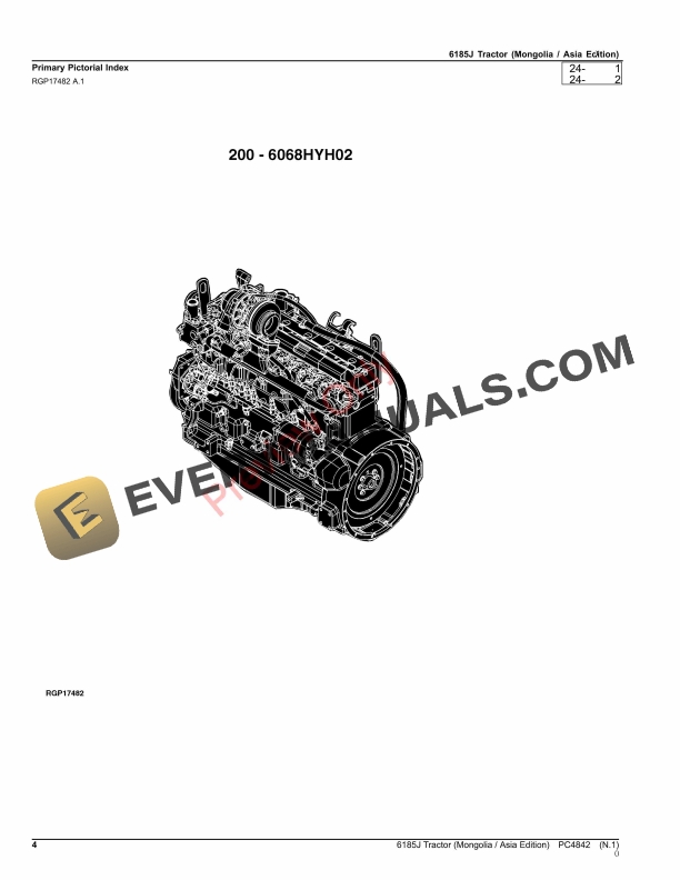 John Deere 6185J Tractor Parts Catalog PC4842 10SEP23-4