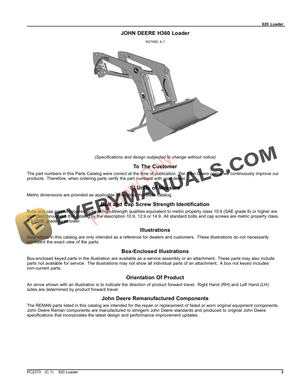 John Deere 620 Loader Parts Catalog PC2373 30JUN21 4 John Deere 620 Loader Parts Catalog PC2373 30JUN21-3