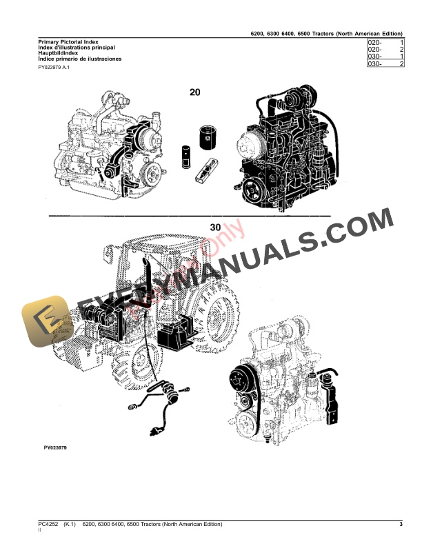 John Deere 6200, 6300, 6400, 6500 Tractors Parts Catalog PC4252 13OCT22-3