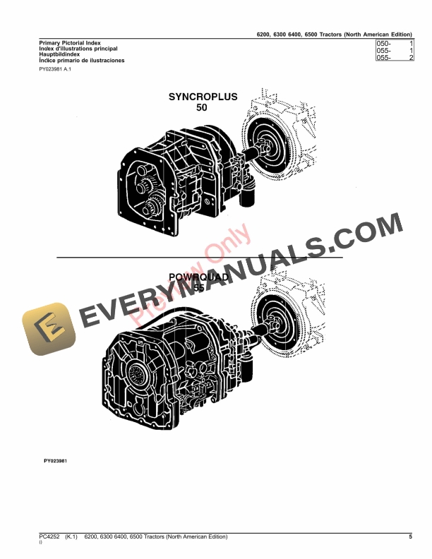 John Deere 6200, 6300, 6400, 6500 Tractors Parts Catalog PC4252 13OCT22-5
