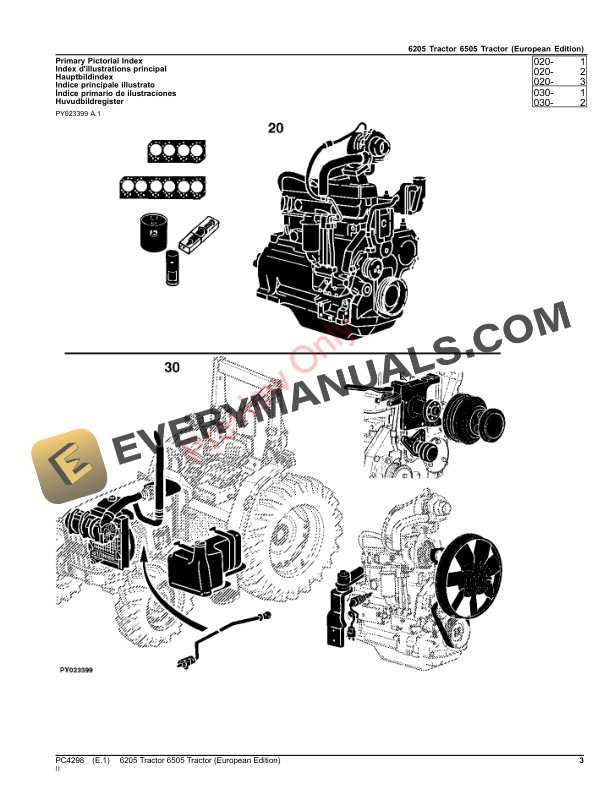John Deere 6205, 6505 Tractors Parts Catalog PC4298 06AUG23-3
