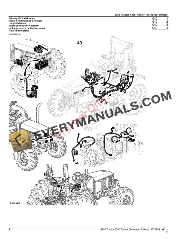 John Deere 6205, 6505 Tractors Parts Catalog PC4298 06AUG23-4