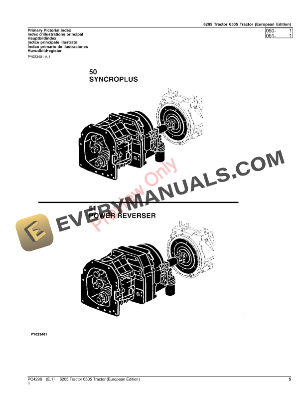 John Deere 6205, 6505 Tractors Parts Catalog PC4298 06AUG23-5