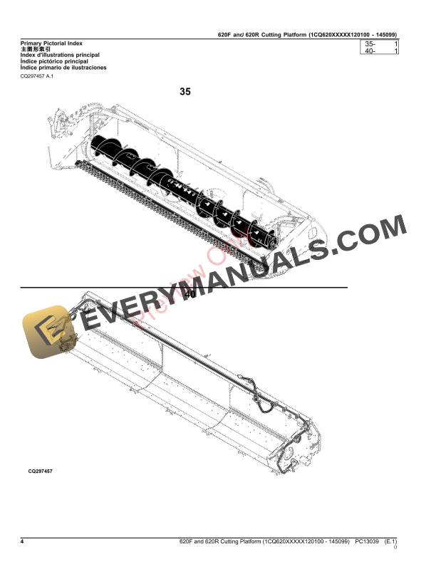 John Deere 620F and 620R Cutting Platform (1CQ620XXXXX120100 – 145099) Parts Catalog PC13039 14NOV23-4