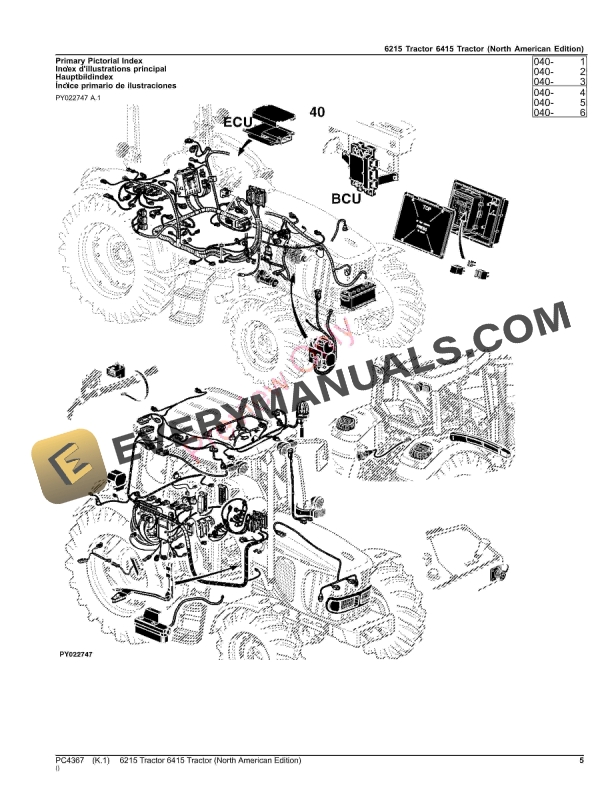 John Deere 6215, 6415 TRACTORS Parts Catalog PC4367 03AUG23-5