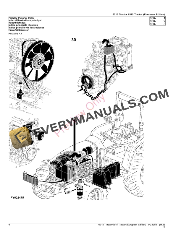 John Deere 6215, 6515 Tractors Parts Catalog PC4355 01AUG23-4