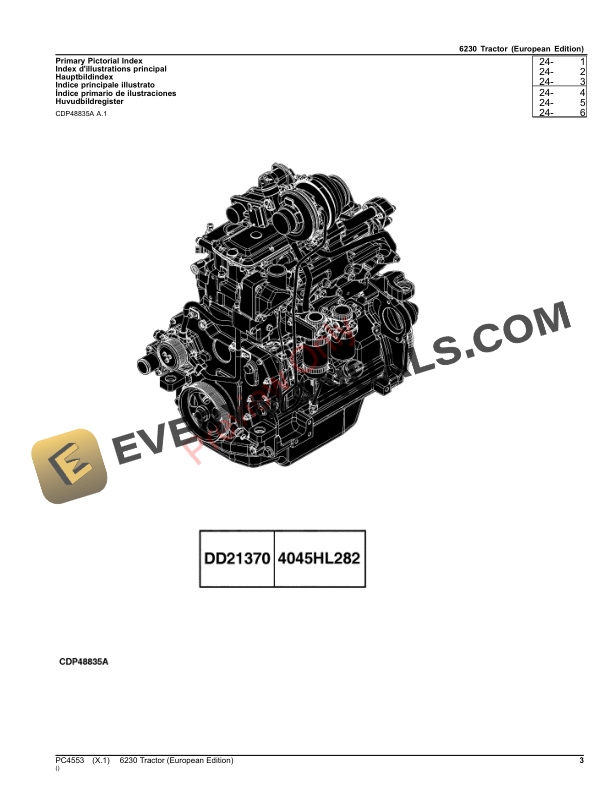 John Deere 6230 Tractor Parts Catalog PC4553 15OCT23-3