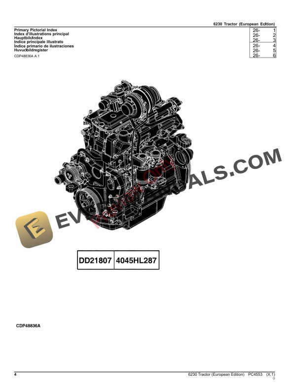 John Deere 6230 Tractor Parts Catalog PC4553 15OCT23-4