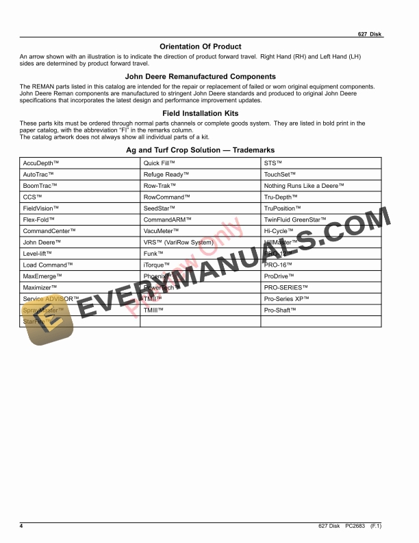 John Deere 627 Disk Parts Catalog PC2683 06AUG23-4