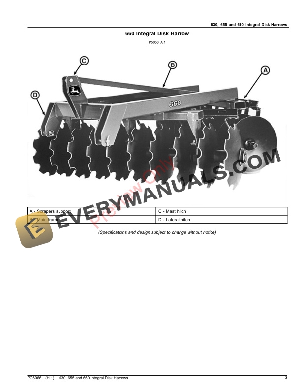 John Deere 630, 655 and 660 Integral Disk Harrows Parts Catalog PC6066 12JUL21-3