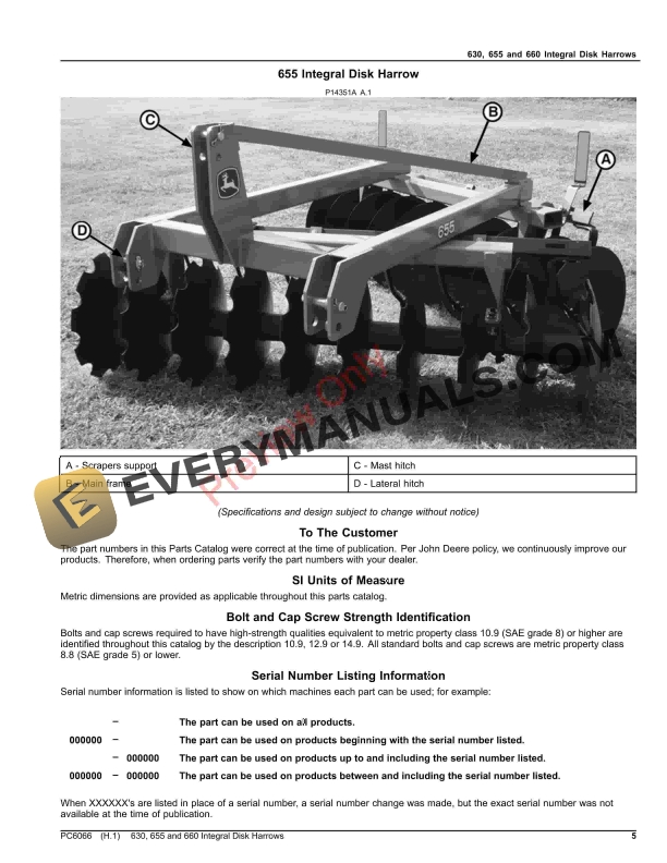John Deere 630, 655 and 660 Integral Disk Harrows Parts Catalog PC6066 12JUL21-5