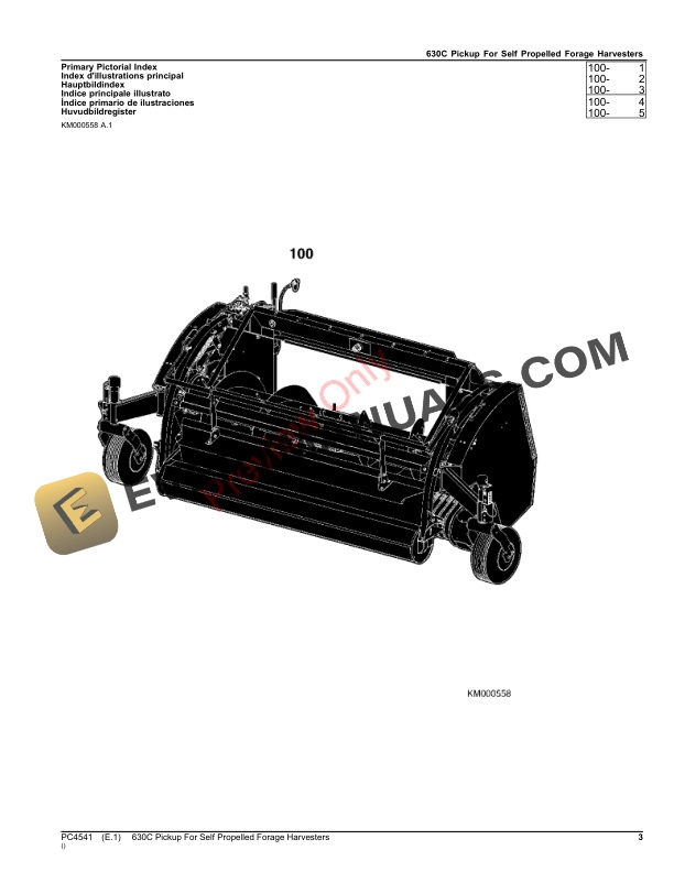 John Deere 630C Pickup For Self Propelled Forage Harvesters Parts Catalog PC4541 10MAY23 4 John Deere 630C Pickup For Self Propelled Forage Harvesters Parts Catalog PC4541 10MAY23-3