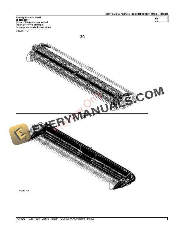 John Deere 630F Cutting Platform (1CQ630FXXXXX120100 – 145099) Parts Catalog PC13042 26OCT23-3