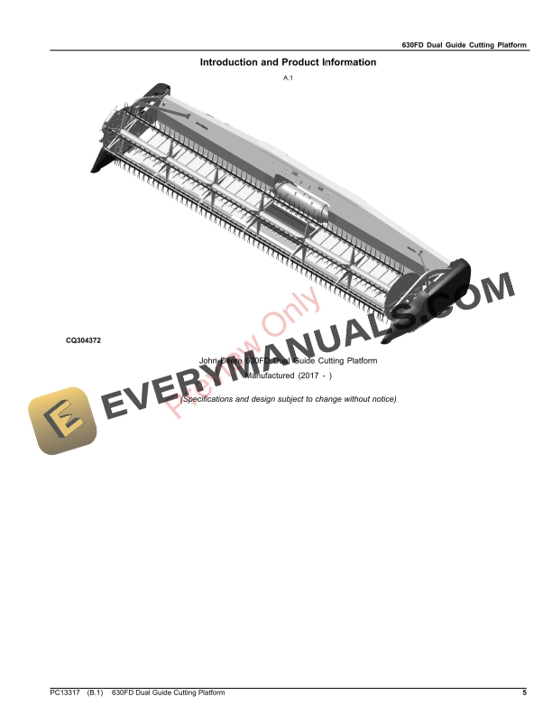 John Deere 630FD Dual Guide Cutting Platform Parts Catalog PC13317 17AUG23-5