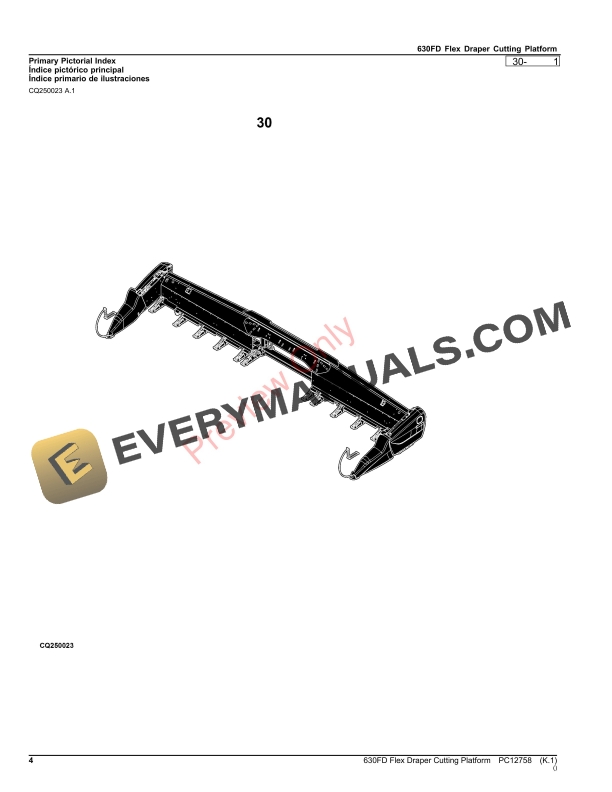 John Deere 630FD Flex Draper Cutting Platform (115100 - ) Parts Catalog PC12758 19OCT23 5 John Deere 630FD Flex Draper Cutting Platform (115100 – ) Parts Catalog PC12758 19OCT23-4