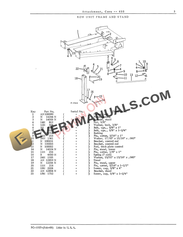 John Deere 635 Corn Attachments Parts Catalog PC1057 01JAN69 5