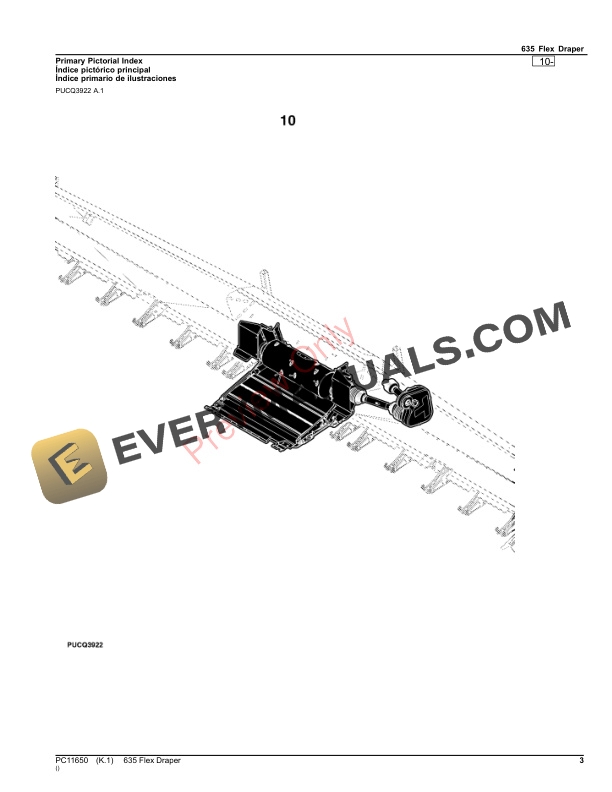 John Deere 635 Flex Draper Parts Catalog PC11650 19OCT23 3