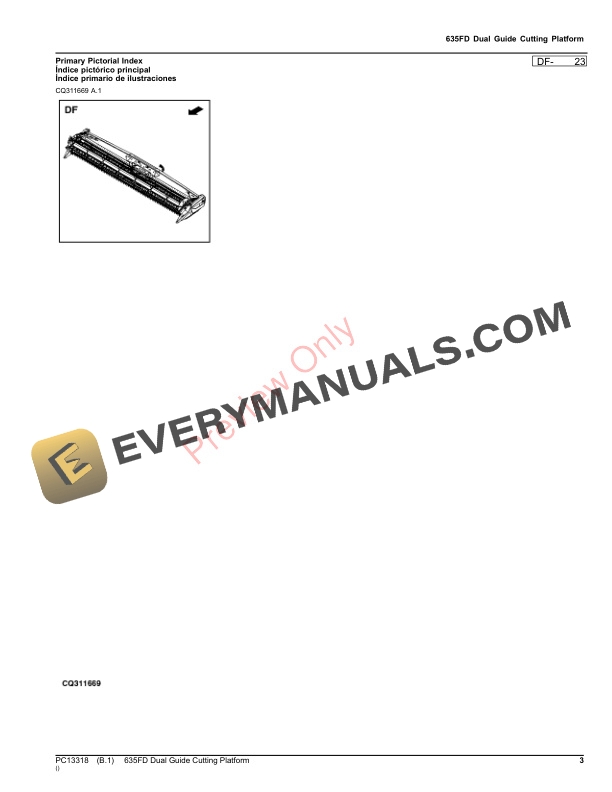 John Deere 635FD Dual Guide Cutting Platform Parts Catalog PC13318 14SEP23-3