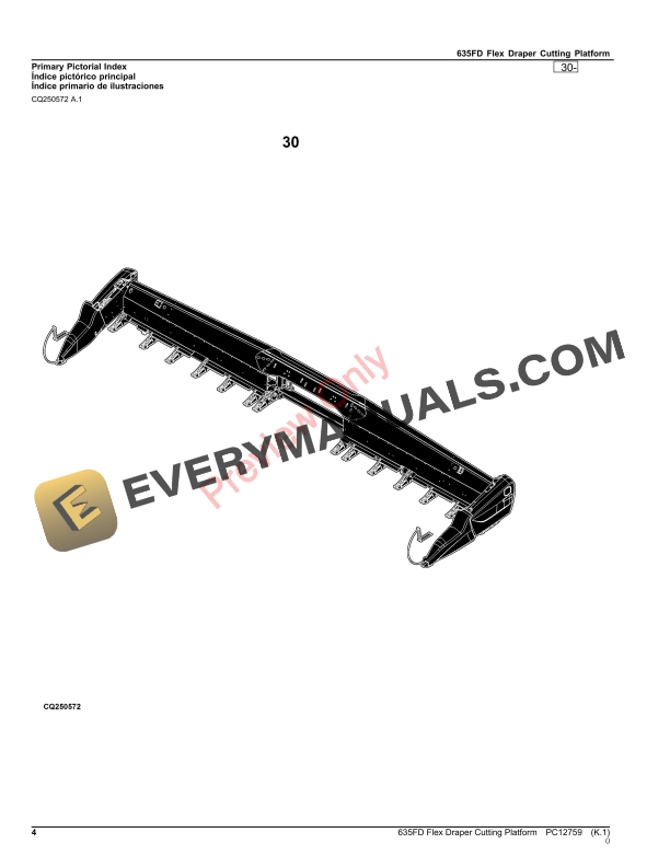 John Deere 635FD Flex Draper Cutting Platform (115100 - ) Parts Catalog PC12759 14SEP23 5 John Deere 635FD Flex Draper Cutting Platform (115100 – ) Parts Catalog PC12759 14SEP23-4