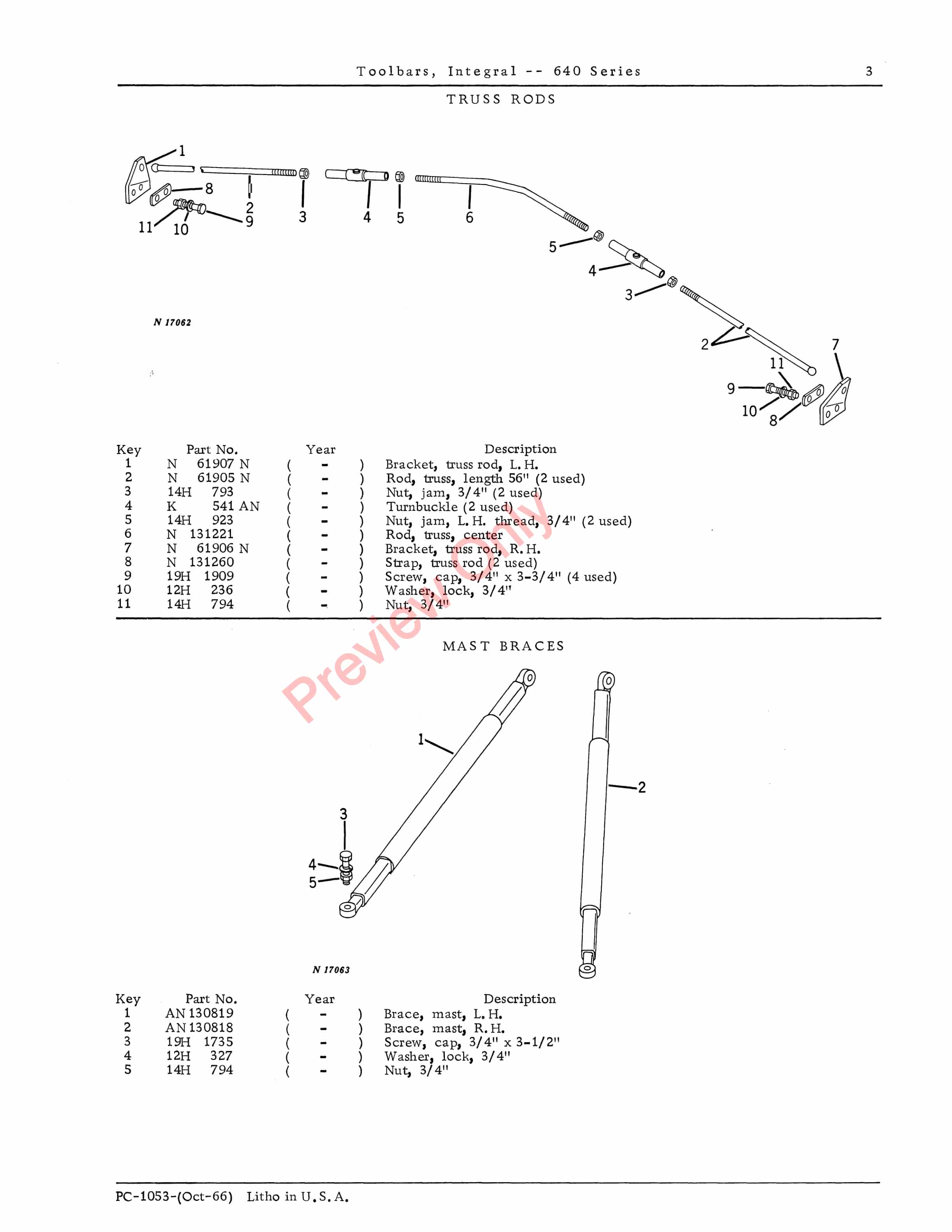 John Deere 640 Series Integral Toolbars Parts Catalog PC1053 01OCT66 5