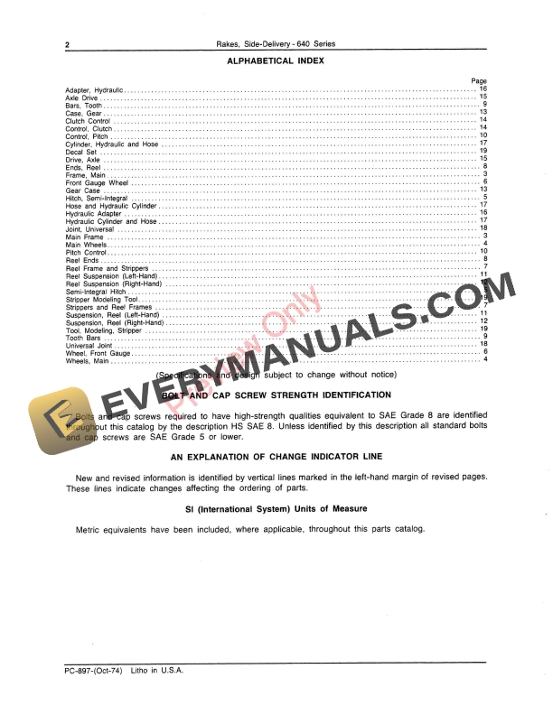 John Deere 640 Series Side-Delivery Rakes Parts Catalog PC897 01OCT74 PDF 11 John Deere 640 Series Side-Delivery Rakes Parts Catalog PC897 01OCT74-4